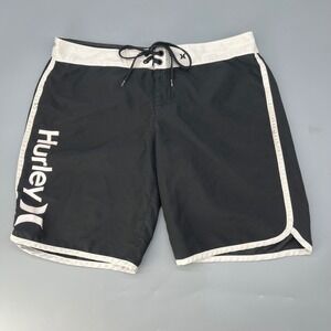 Vtg Hurley Board Shorts Swim‎ Trunks Wms 5 Black White Recycled Y2K Swimwear